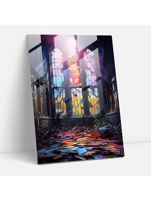 Popcasso Terkedilmiş Akıl Hastanesi Temalı Temperli Cam Tablo - Ürkütücü Atmosfer ile Korku Temalı Yağlı Boya Görseli