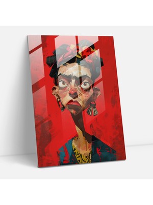 Popcasso Frida Kahlo Tarzı Temperli Cam Tablo - Sanat Eserleri ile Ev Dekorasyonuna Özgün Dokunuş