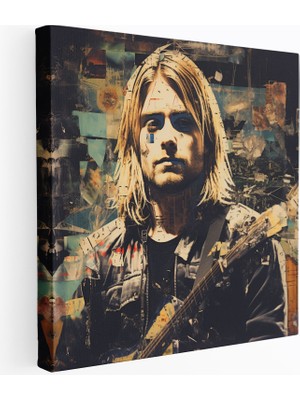 Popcasso Kurt Cobain Temalı Cam Tablo - Grunge Tarzı Sanat Eseri - Grunge Etkili Dekoratif Cam Tablo