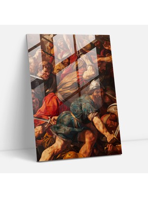 Popcasso Raffaello Sanzio Modern Sanat Cam Tablo Tarihi Savaş Sahnesi
