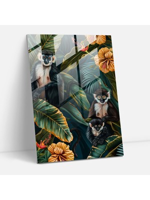 Popcasso Frida Kahlo Tarzı Cam Duvar Tablosu - Dekoratif Cam Tablo