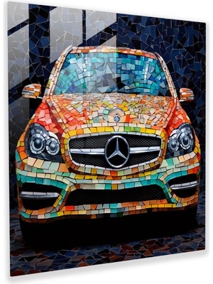 Popcasso Mercedes Temalı Cam Tablo - Cam Sanatı ile Evinizi Süsleyin