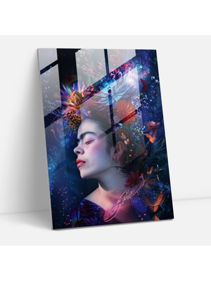 Popcasso Frida Kahlo Tarzı Cam Tablo - Eşsiz Sanat Eserleri ile Ev Dekorasyonu
