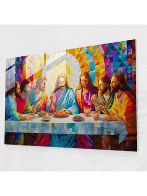 Popcasso Pop Art Cam Tablo - Isa'nın Son Akşam Yemeği Temalı Duvar Tablosu