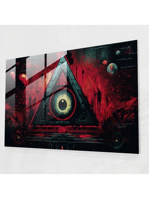 Popcasso Illuminati Temalı Temperli Cam Tablo - Soyut Tasarım