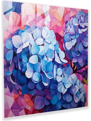 Popcasso Hortensia Desenli Temperli Cam Tablo - Canlı Renklerle Şık Görünüm