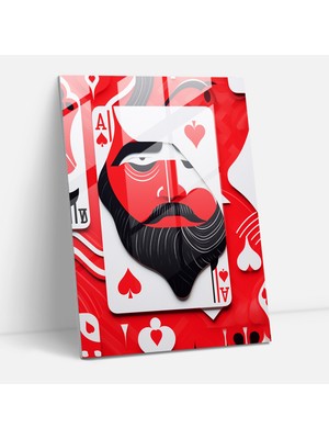 Popcasso Oyun Kartları Temalı Temperli Cam Tablo Sanatı - Canlı Arka Plan ile Büyük Boy Oyun Kartları