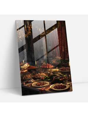 Popcasso Lüks Rönesans Sofrası Temperli Cam Tablo - Mannerism Tarzı Sanat