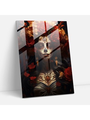 Popcasso Modern Sanat Canlı Kültür Cam Tablo - Los Muertos Temalı Duvar Dekorasyonu