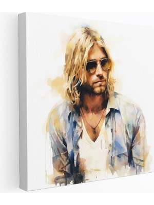 Popcasso Kurt Cobain Temperli Cam Tablo - Izlenimci Sanat - Dekoratif Duvar Tablosu