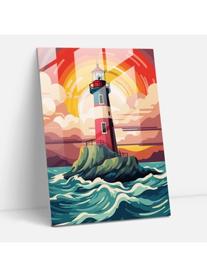 Popcasso Modern Sanat Cam Tablo - Pop Art Fener Deseni