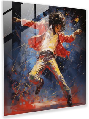 Popcasso Michael Jackson Temalı Cam Tablo - Dans Adımları ile Dekoratif Cam Duvar Tablosu
