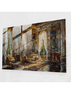 Popcasso Rokoko Tarzı Cam Duvar Tablosu Modern Sanat ile Göz Alıcı Tasarım