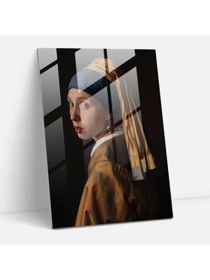 Popcasso Johannes Vermeer Temalı Cam Tablo Modern Sanat - Dekoratif Cam Tablo
