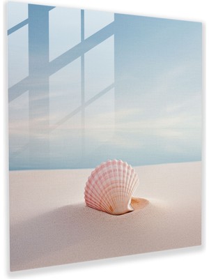Popcasso Pastel Deniz Kabuğu Cam Duvar Tablosu - Doğa Temalı Dekoratif Cam Tablo