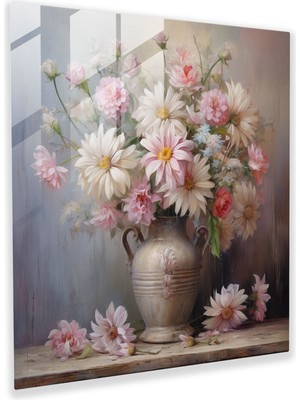 Popcasso Pastel Rüyalar Cam Tablo Pastel Çiçek Buketi Temalı Cam Duvar Tablosu