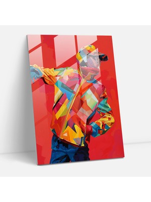 Popcasso Mannerizm Çağdaş Cam Duvar Tablosu - Dekoratif Duvar Sanatı