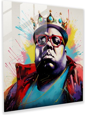 Popcasso Notorious B.i.g. Temalı Cam Tablo - Canlı Renkler ile Graffiti Tarzı Duvar Dekoru
