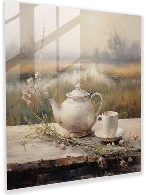 Popcasso Modern Sanat Still Life Cam Tablo - Çay Fincanı Temalı Dekoratif Tasarım
