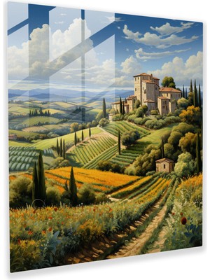 Popcasso Rönesans Toskana Manzara Temperli Cam Tablo