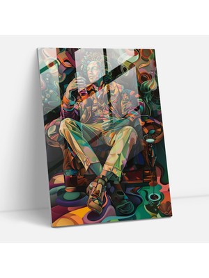 Popcasso Renkli ve Zengin Dokularla Bezeli Temperli Cam Tablo - Mannerizm Temalı Modern Sanat