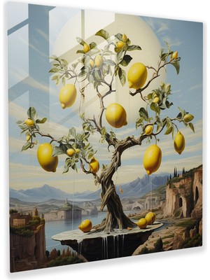 Popcasso Sürrealist Limon Ağacı Temalı Temperli Cam Tablo Modern Sanat ile Şıklığı Yansıtıyor
