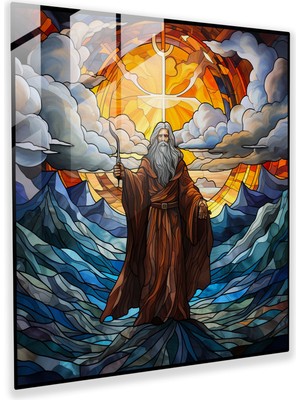 Popcasso Orta Dünya Temalı Temperli Cam Tablo - Gandalf Vitray Sanatı ile Büyüleyici Atmosfer