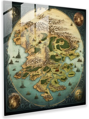 Popcasso Orta Dünya Temalı Cam Tablo Sanatı - Dekoratif Cam Tablo