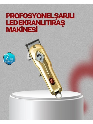 Calperia Type-C Şarjlı LCD Ekranlı Profesyonel Saç Sakal Tıraş Makinesi