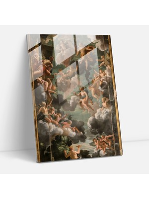 Popcasso Mitolojik Figürler Cam Duvar Tablosu - Raffaello Sanzio Temalı Dekoratif Cam Tablo