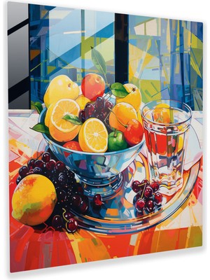 Popcasso Canlı Meyveler Temperli Cam Tablo - Hacim Eşya Still Life Teması Taze Meyveler