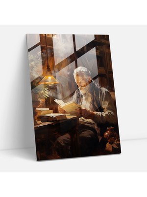 Popcasso Yaşlı Adam Temperli Cam Tablo - Yaşlılar Temalı Sanat Eseri