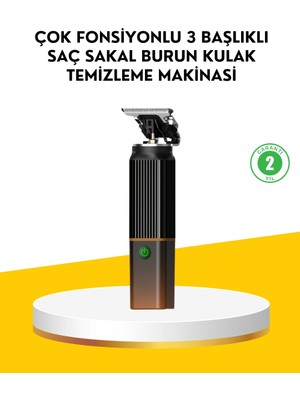 Calperia 3’ü 1 Arada Şarjlı Erkek Bakım Seti – Saç, Sakal ve Burun Tüyü Kesme Makinesi