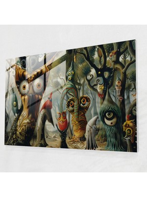 Popcasso Fantastik Orman Temperli Cam Tablo - Salvador Dali Tarzı Modern Sanat Elementi
