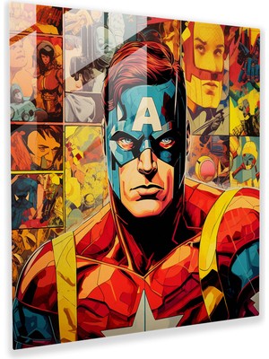 Popcasso Temperli Cam Tablo Pop Art Esintisi ile Modern Sanat Teması