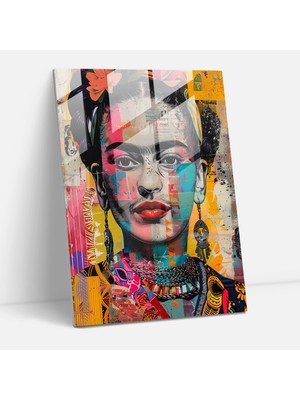 Popcasso Frida Kahlo Tarzı Modern Sanat Cam Tablo - Kültürel Referanslar ve Eserleri ile Frida Kahlo Temalı Tasarım