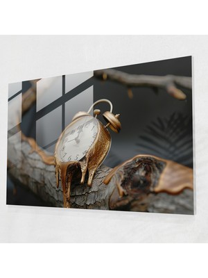 Popcasso Salvador Dali Eriyen Saat Temperli Cam Tablo - Modern Sanat Temalı Dekoratif Parça