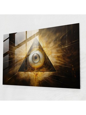 Popcasso Illuminati Gözü Temperli Cam Tablo - Cam Sanatı Duvar Dekorasyonu
