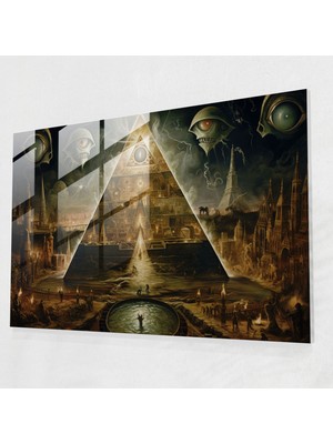 Popcasso Gizem Toplumu Temalı Cam Tablo - Illuminati Etkisi