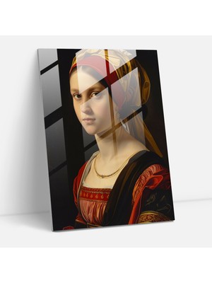 Popcasso Nobility Portreleri Temperli Cam Tablo Raffaello Sanzio Modern Sanat