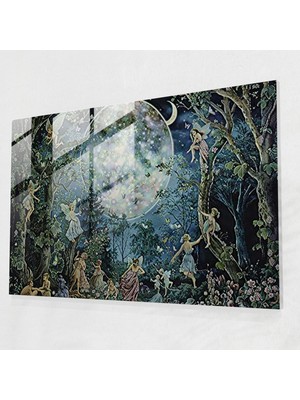 Popcasso Ay Işığında Perili Ülke Cam Tablo - Pre-Raphaelite Brotherhood Temalı Modern Sanat Duvar Dekorasyonu