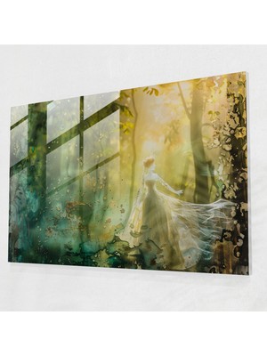 Popcasso Peri Kraliçesi Temperli Cam Tablo Pre-Raphaelite Teması Modern Sanat Tarzında