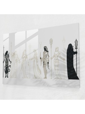 Popcasso Kuzey Tanrıları Cam Duvar Tablosu - Mitoloji Temalı Şık Dekoratif Eleman