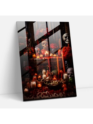 Popcasso Los Muertos Temalı Cam Duvar Tablosu - Altar Anma Tasarımı