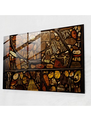 Popcasso Mezolitik Cam Duvar Tablosu: Vitray Mozaik - Modern Sanat ile Mezolitik Mağara Resimleri