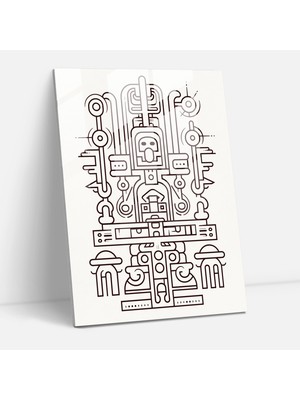 Popcasso Minimalist Cam Tablo Inka Medeniyeti - Mayan Temalı Modern Sanat