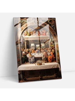 Popcasso Son Akşam Yemeği Temperli Cam Tablo Modern Sanat - Raffaello Sanzio Duygu Detay