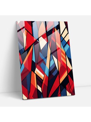 Popcasso Oynamalı Kağıtlar Temperli Cam Tablo - Modern Sanat Geometrik Şekiller ile Duvar Dekoru