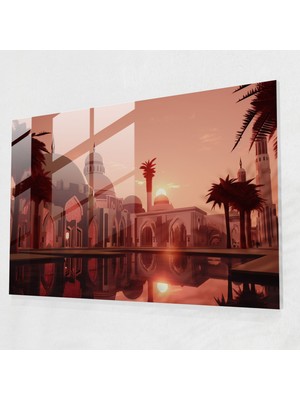 Popcasso Art Deco Cam Tablo - Cami Görseli ile Günbatımı Temalı Ev Dekorasyonu