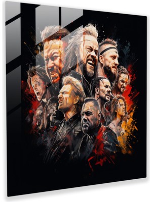 Popcasso Metallica Portre Koleksiyonu Temperli Cam Tablo - Modern Sanat Görseli